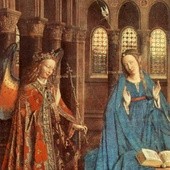 Jan van Eyck, "Zwiastowanie", olej na płótnie, ok. 1435, Narodowa Galeria Sztuki, Waszyngton