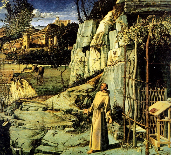Giovanni Bellini (1433–1516), „Święty Franciszek w ekstazie”, 1480, Frick Collection, Nowy Jork