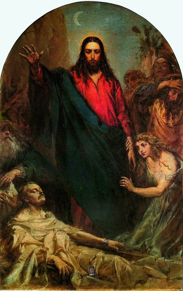 Jan Matejko (1838–1893) „Wskrzeszenie Łazarza” 1867, kościół pw. Wniebowzięcia NMP w Nowym Wiśniczu