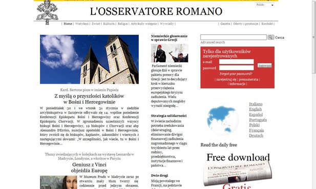 „L'Osservatore Romano” po polsku w internecie