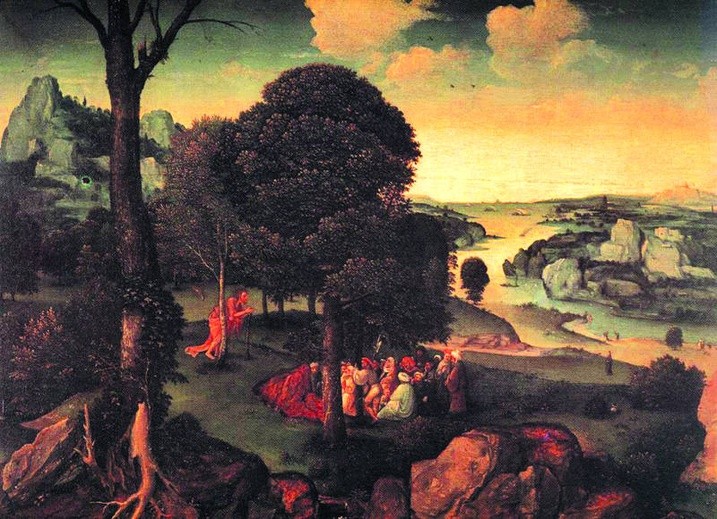 Joachim Patinir, „Krajobraz ze św. Janem Chrzcicielem nauczającym”