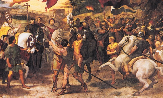Spotkanie Leona Wielkiego z Atyllą według wyobrażenia Rafaela.