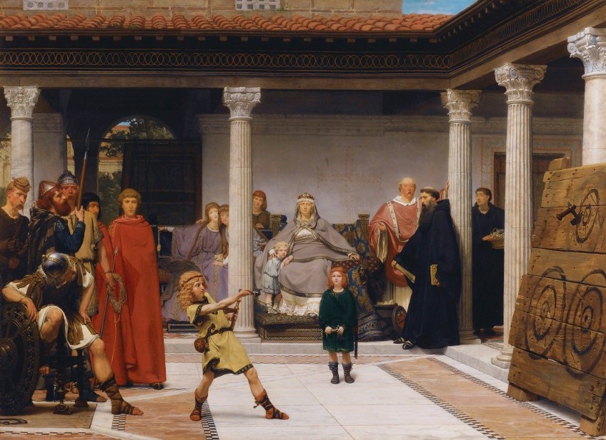 Lawrence Alma-Tadema (1836 – 1912) „Nauka dzieci Chlodwiga”, 1861, kolekcja prywatna