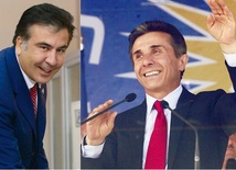  Michaił Saakaszwili (z lewej)jest prezydentem Gruzji od 2004 r. Właśnie stracił poparcie społeczne. Ostatnie wybory parlamentarne wygrał Bidzina Iwaniszwili