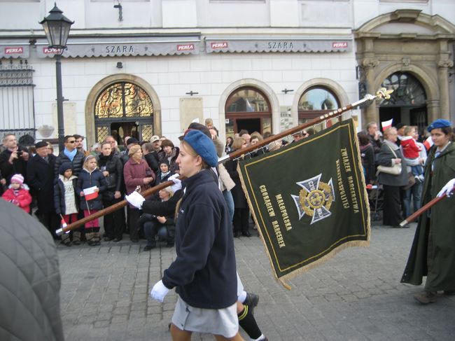 Świętowanie niepodległości na krakowskim Rynku Głównym