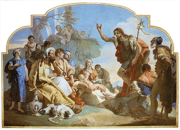 Giovanni Battista Tiepolo „Jan Chrzciciel nauczający” fresk, 1732–1733, kaplica Colleonich, Bergamo 