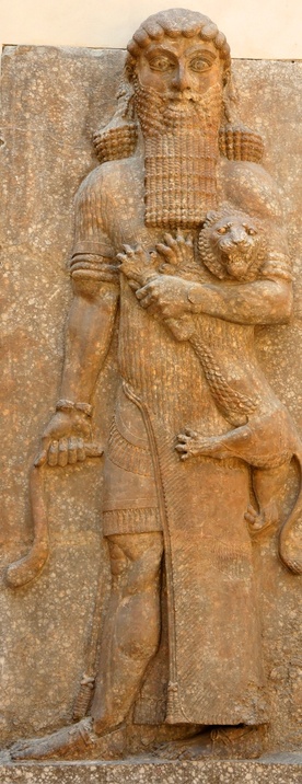 Gilgamesz trzymający lwa