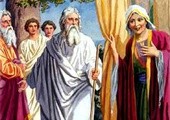 Sara i Abraham w towarzystwie aniołów