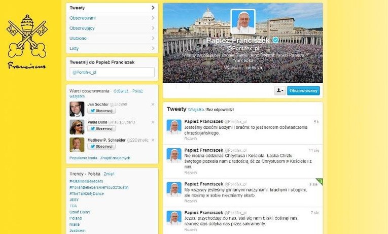 8,5 miliona osób śledzi wpisy papieża