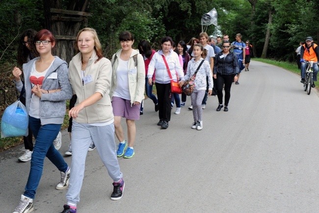 Idą na uroczystość MB Częstochowskiej