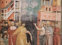 Franciszek oddaje szaty swojemu ojcu. Fresk Giotta