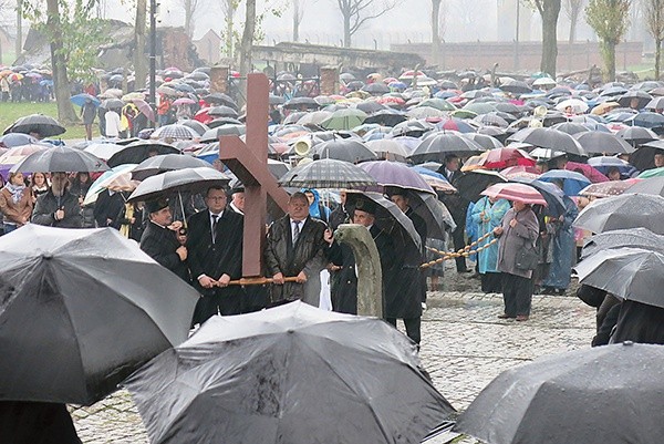 Wierni modlili się w strugach deszczu