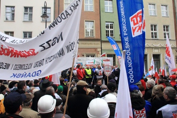 Związkowy protest w Gdańsku