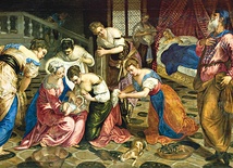 Jacopo Comin, zwany Tintoretto „Narodziny św. Jana Chrzciciela”  olej na płótnie, ok. 1554 Ermitaż, Sankt Petersburg