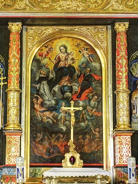  Obraz z ołtarza głównego w kościele NMP Królowej Różańca Świętego w Boronowie, pochodzący z przełomu XVII i XVIII w. 