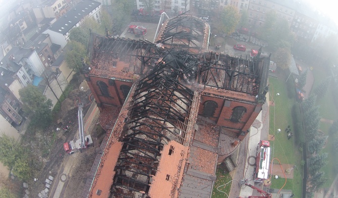 Wielki pożar katedry w Sosnowcu
