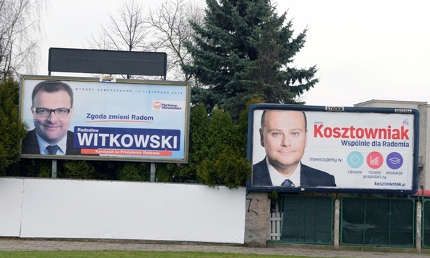 Te billboardy w ostatnich dniach wyznaczały w Radomiu oś wyborczego boju
