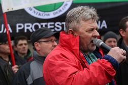 Stanisław Kłysz, przewodniczący "Solidarności" i sztabu strajkowego w KWK "Brzeszcze"