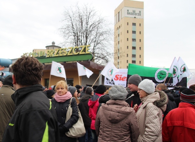 Manifestacja poparcia dla górników kopalni "Brzeszcze"