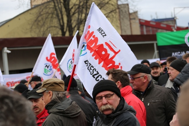 Manifestacja poparcia dla górników kopalni "Brzeszcze"