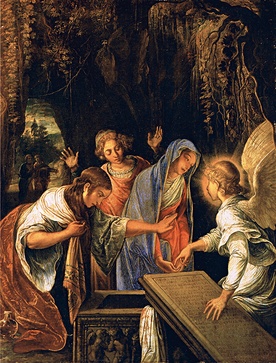 Adam Elsheimer „Trzy Marie przy pustym grobie”  olej na blasze, ok. 1603 Reńskie Muzeum Krajowe, Bonn