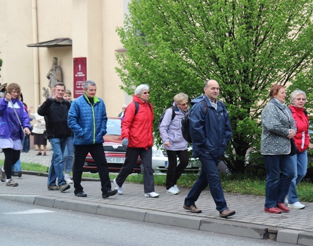 Pielgrzymi z Cieszyna w drodze do Łagiewnik