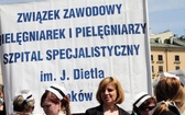 Protest pielęgniarek i położnych na Rynku Głównym