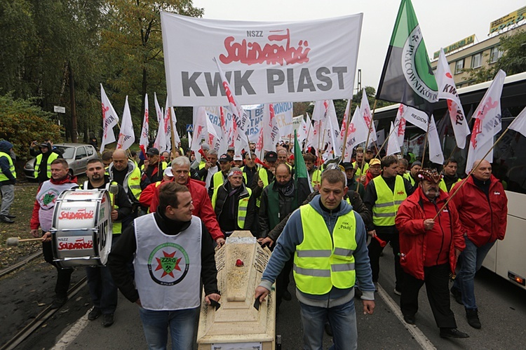 Protest górników w Rudzie Śląskiej