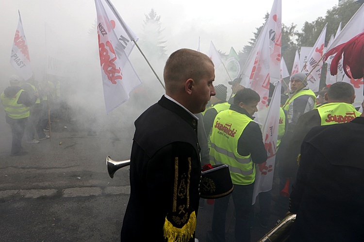 Protest górników w Rudzie Śląskiej