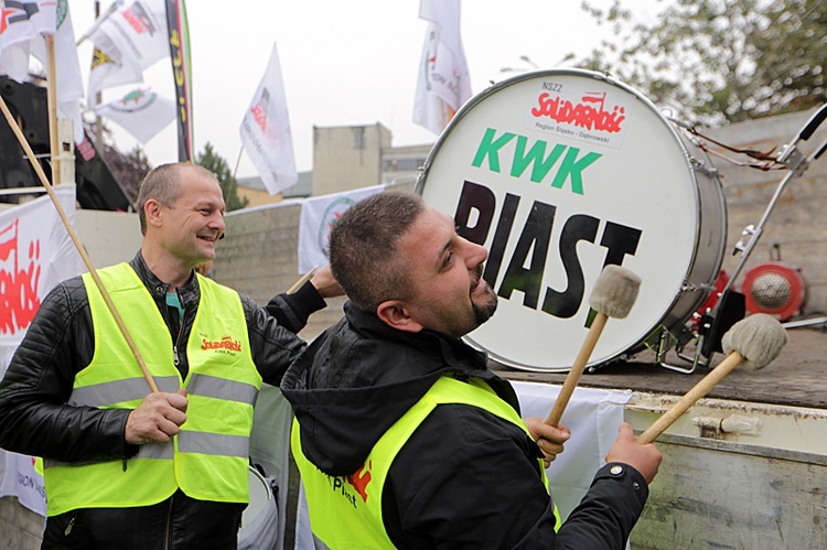 Protest górników w Rudzie Śląskiej