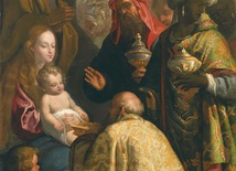 Eugenio Cajés „Pokłon Trzech Króli”  olej na płótnie, I poł. XVII w. Muzeum Prado, Madryt