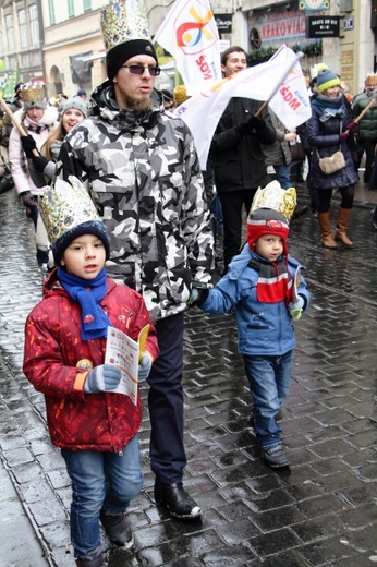 Krakowski Orszak Trzech Króli 2016 - człony niebieski i zielony