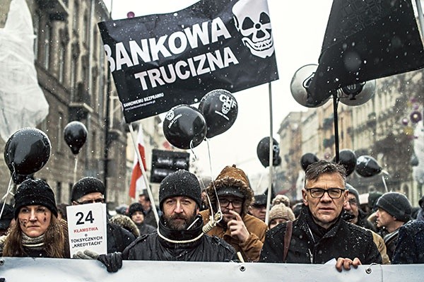 Protest frankowiczów 15.01.2016 r. na ulicach Warszawy