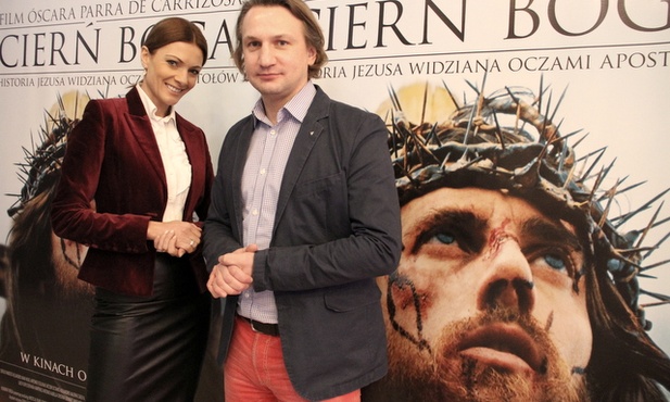 Agata Konarska i Michał Kondrat podczas prasowego pokazu filmu w Warszawie