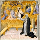 Giovanni di Paolo
„Mistyczne zaślubiny św. Katarzyny ze Sieny” 
tempera na desce, ok. 1460
Metropolitan Museum of Art, Nowy Jork