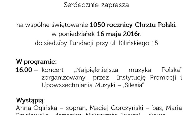 Świętowanie 1050. rocznicy chrztu Polski, Katowice, 16 maja