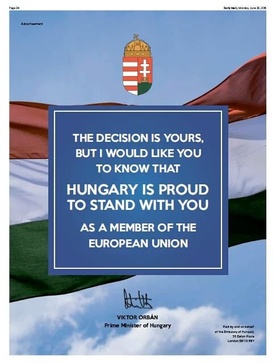 Orban wykupił reklamę przeciwko Brexitowi