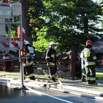 Pożar kościoła w Jawiszowicach - ćwiczenia strażaków