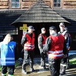 Pożar kościoła w Jawiszowicach - ćwiczenia strażaków