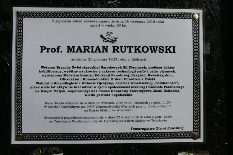 Pogrzeb prof. Mariana Rutkowskiego ps. "Osa"