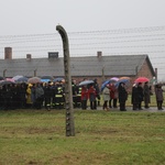 Z krzyżem przez były obóz zagłady Birkenau