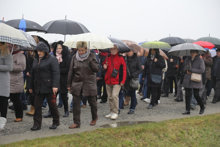 Z krzyżem przez były obóz zagłady Birkenau