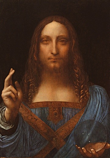 Leonardo da Vinci "Salvator Mundi" olej na desce, 1512 r., kolekcja prywatna