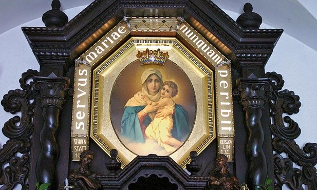 Obraz Matki Bożej Trzykroć Przedziwnej w sanktuarium na Górze Chełmskiej.