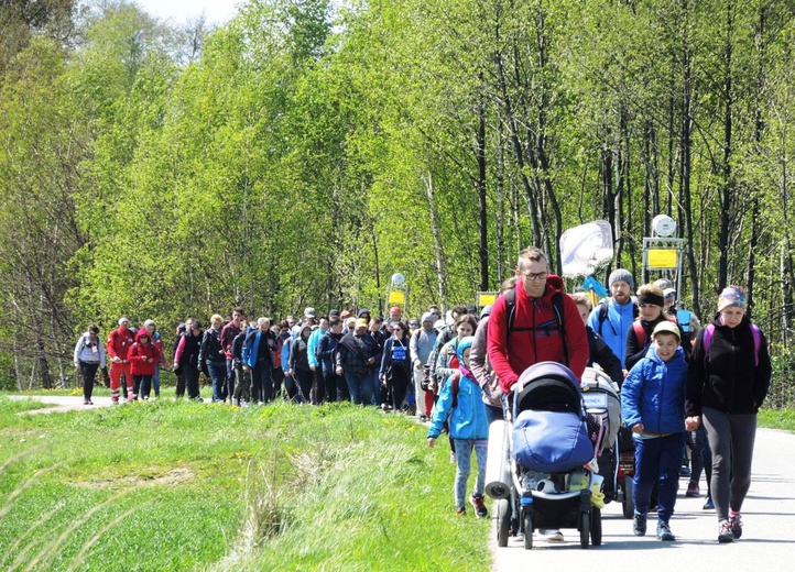 Pielgrzymi na trasie drugiego dnia - 1 maja 2017 r.