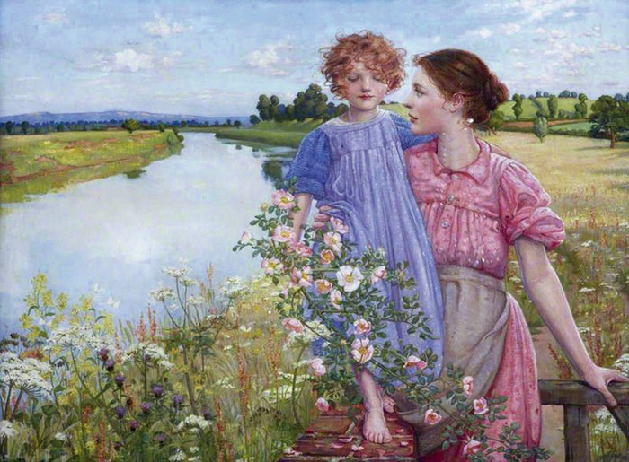 Matka i córka nad rzeką 1900 r., National Trust Killerton, Mildred Anne Butler, 1858-1941