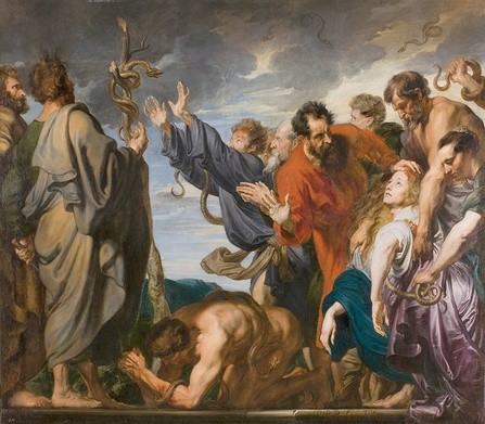 Anton van Dyck "Mojżesz i miedziany wąż", olej na płótnie, 1618–1620, Muzeum Prado, Madryt