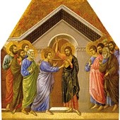 Duccio di Buoninsegna
Niedowiarstwo  św. Tomasza 
tempera na desce, 1308–1311
Muzeum Katedralne, Siena