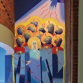 Zesłanie Ducha Świętego. Fresk autorstwa Romana Kalarusa z kościoła bł. Karoliny w Tychach.