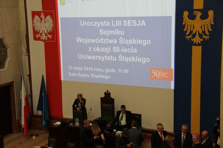 53. sesja Sejmiku Województwa Śląskiego z okazji 50. rocznica powstania Uniwersytetu Śląskiego